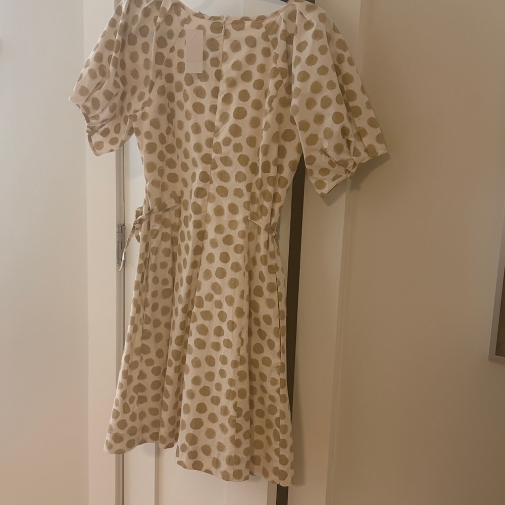 NWT LOFT Cream and Tan Polka Dot Dress size 0 - Picture 4 of 4